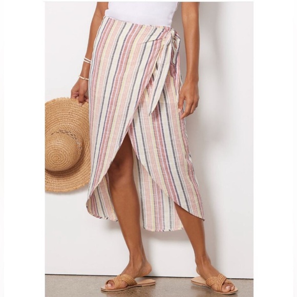 Free People Dresses & Skirts - Free People Aubrey Sarong Skirt Wrap Skirt Colorful Stripes Cotton Size 12 Beach